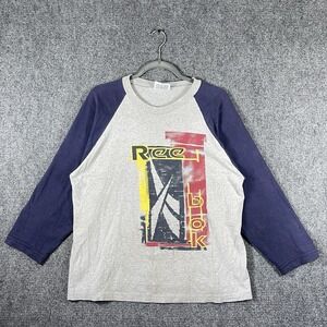 Vintage Y2K Grunge Reebok 3/4 Sleeve Shirt Gray Blue Youth Size XL #2384